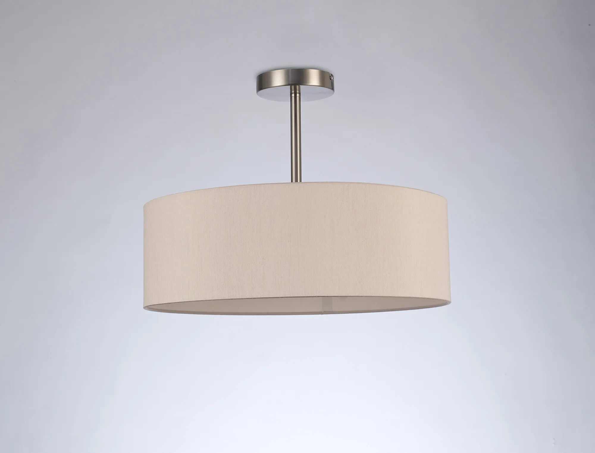 Baymont 45cm Semi Flush 3 Light Satin Nickel, Nude Beige/Moonlight DK0711  Deco Baymont SN NU
